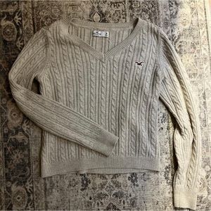 Hollister beige cable-knit sweater